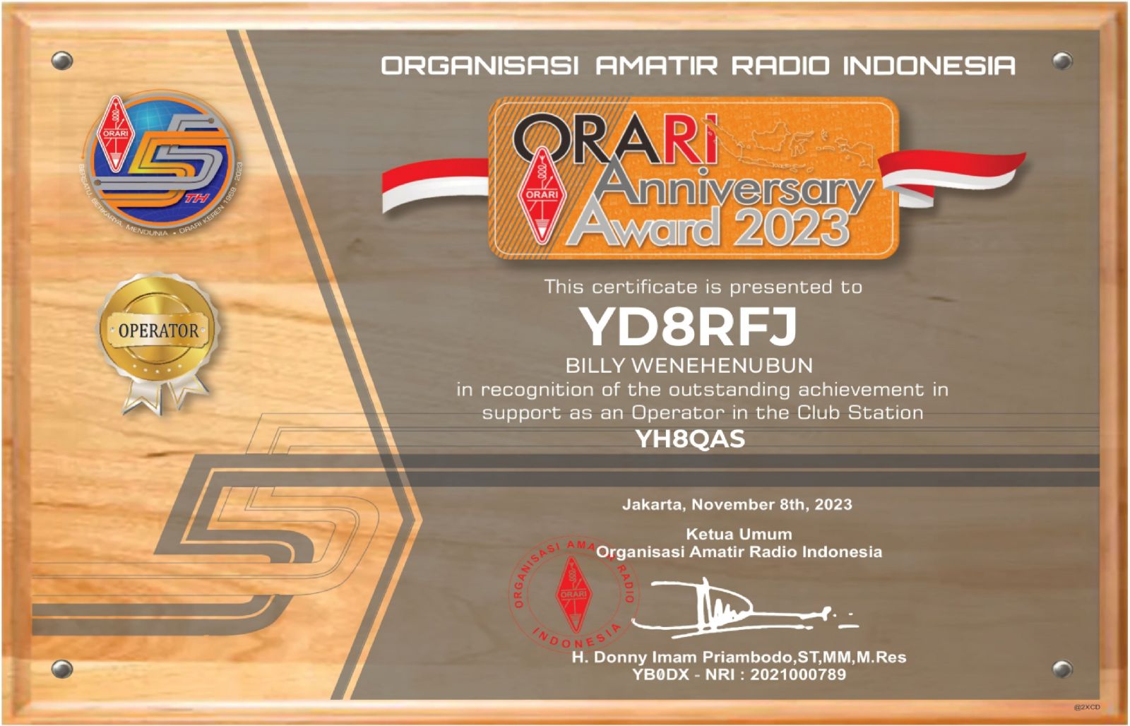 YD8RFJ - Callsign Lookup by QRZ Ham Radio